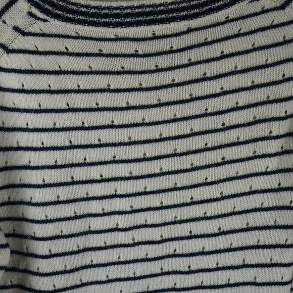 J.Crew Womens Striped Sweater  White & Navy Crew Neck Alpaca Wool Blend Size‎ S - Picture 5 of 7